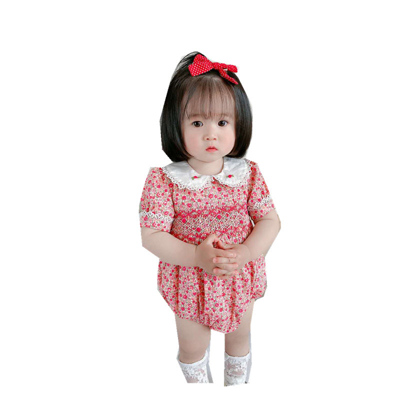 Small Floral Short-sleeved One-Piece Romper